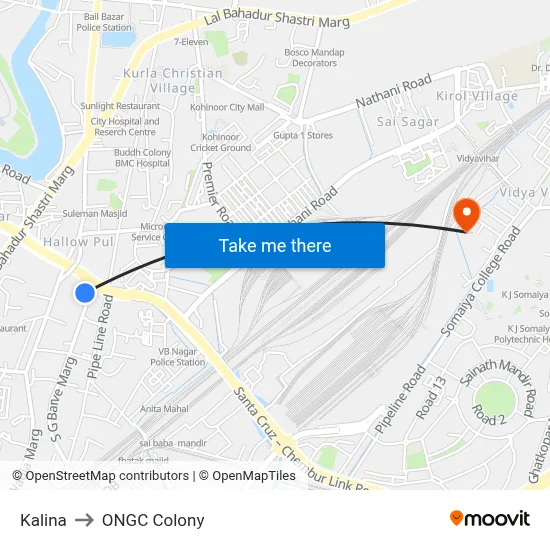 Kalina to ONGC Colony map