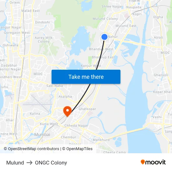 Mulund to ONGC Colony map