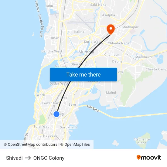 Shivadi to ONGC Colony map