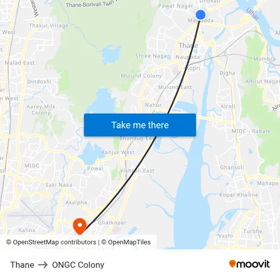 Thane to ONGC Colony map