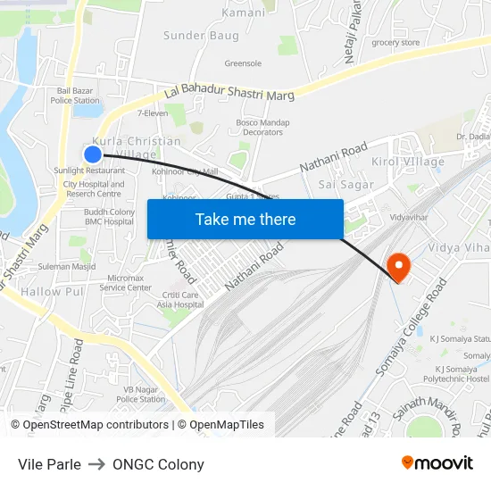 Vile Parle to ONGC Colony map