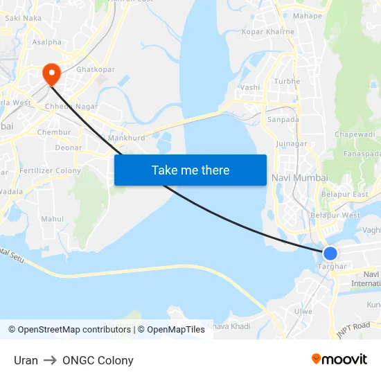 Uran to ONGC Colony map