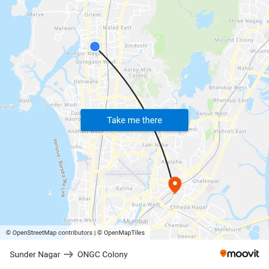 Sunder Nagar to ONGC Colony map
