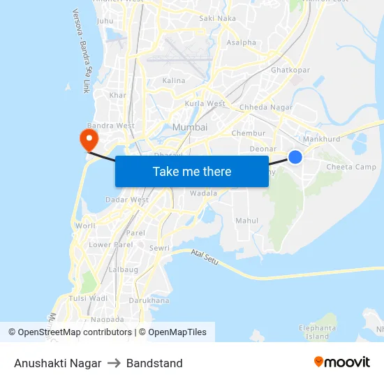 Anushakti Nagar to Bandstand map