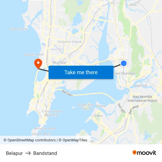 Belapur to Bandstand map