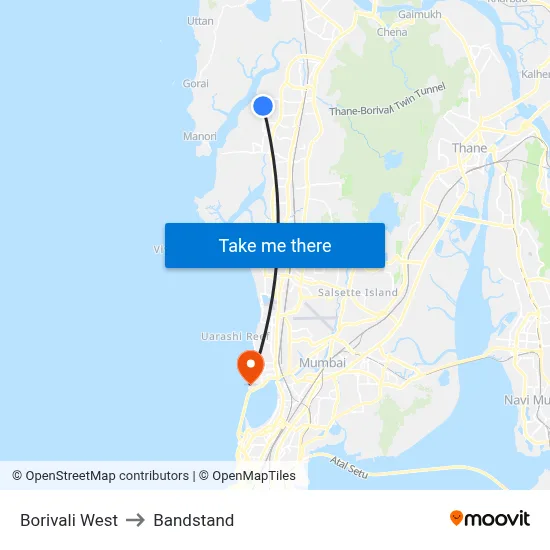Borivali West to Bandstand map