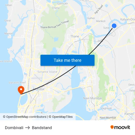 Dombivali to Bandstand map