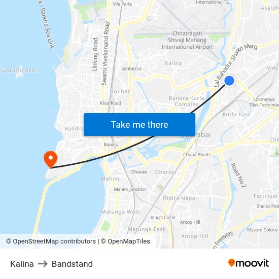 Kalina to Bandstand map