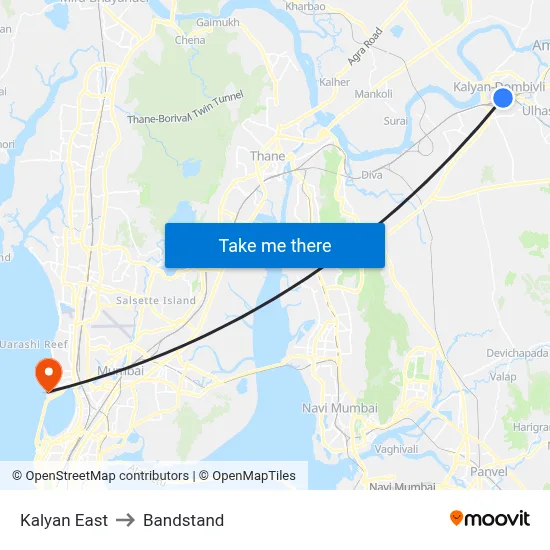 Kalyan East to Bandstand map