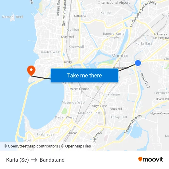 Kurla (Sc) to Bandstand map