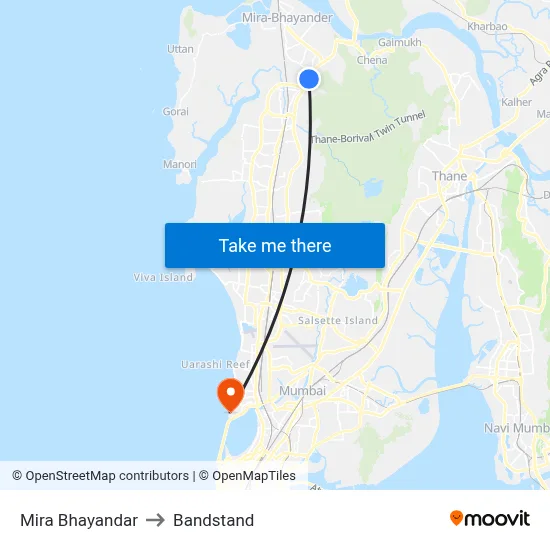 Mira Bhayandar to Bandstand map