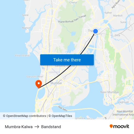 Mumbra-Kalwa to Bandstand map
