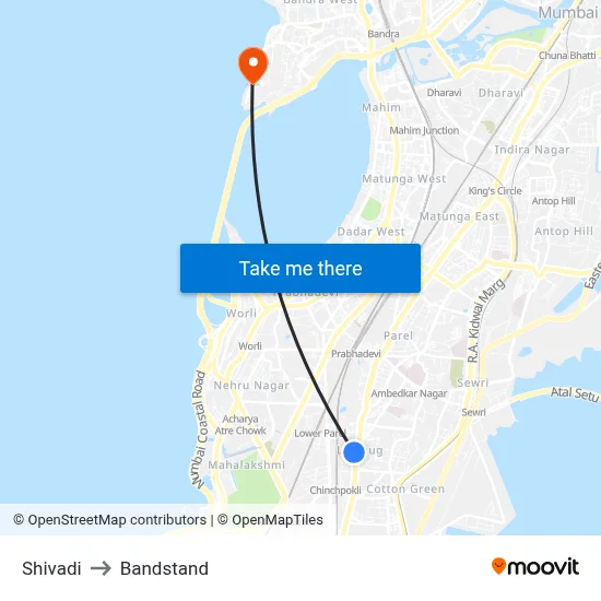 Shivadi to Bandstand map