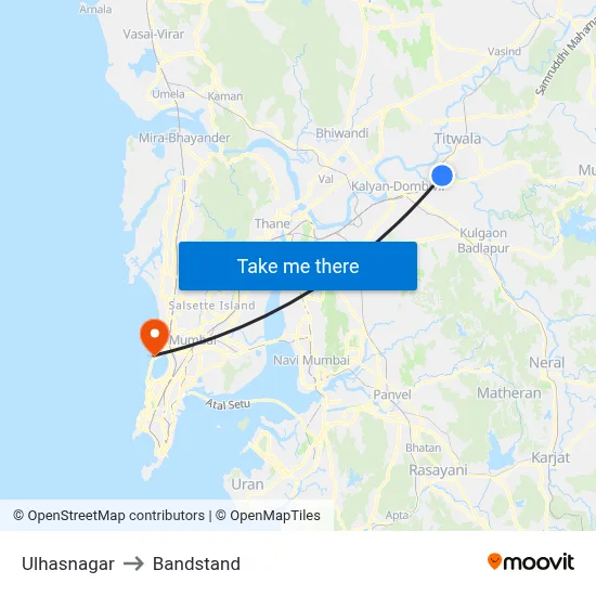 Ulhasnagar to Bandstand map