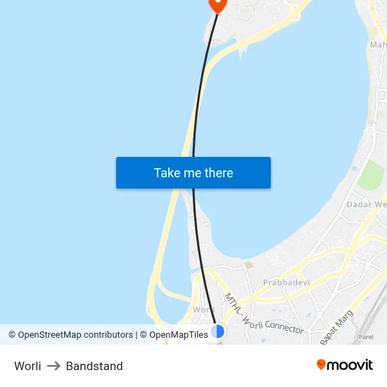 Worli to Bandstand map