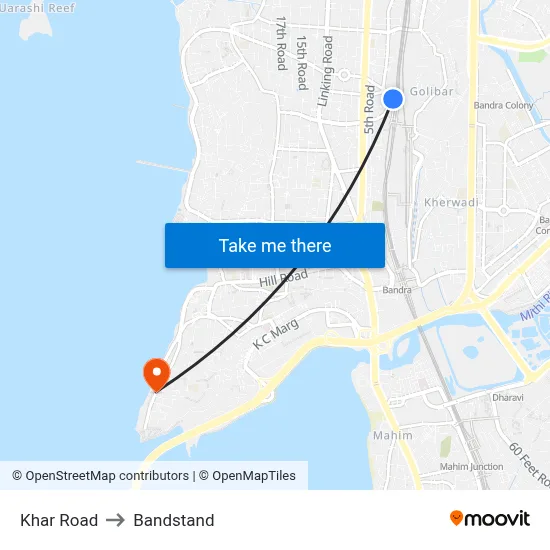Khar Road to Bandstand map