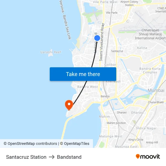 Santacruz Station to Bandstand map