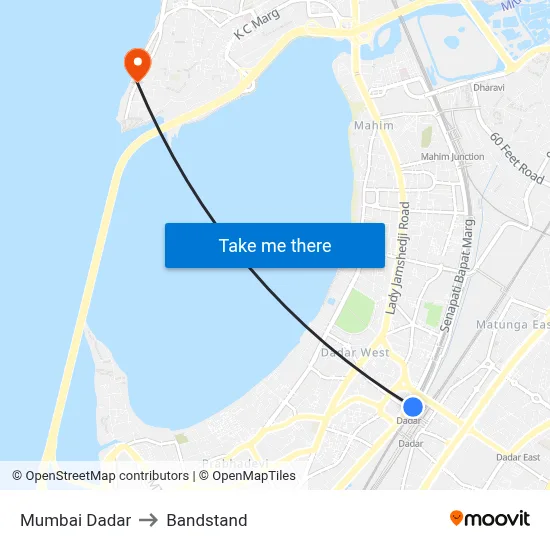 Mumbai Dadar to Bandstand map