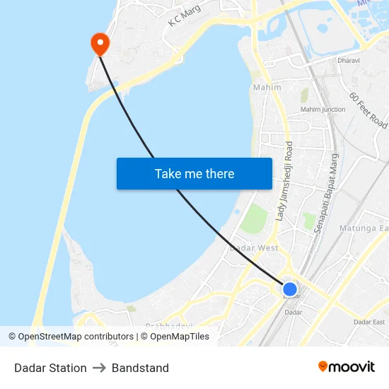 Dadar Station to Bandstand map