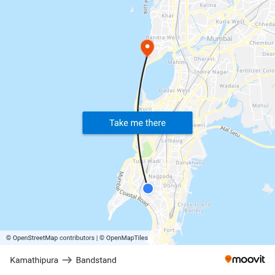 Kamathipura to Bandstand map