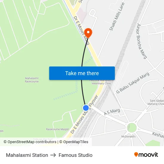 Mahalaxmi Station to Famous Studio map