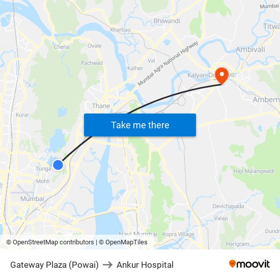 Gateway Plaza (Powai) to Ankur Hospital map