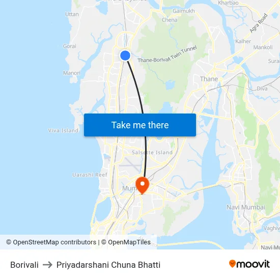 बोरीवली to प्रियदर्शनी चुना भट्टी map