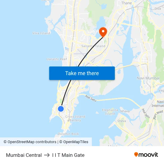 Mumbai Central to I I T Main Gate map