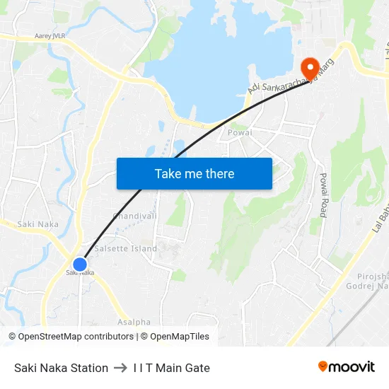 Saki Naka Station to I I T Main Gate map