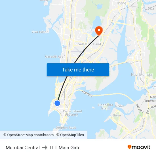 Mumbai Central to I I T Main Gate map