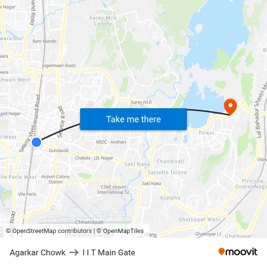 Agarkar Chowk to I I T Main Gate map