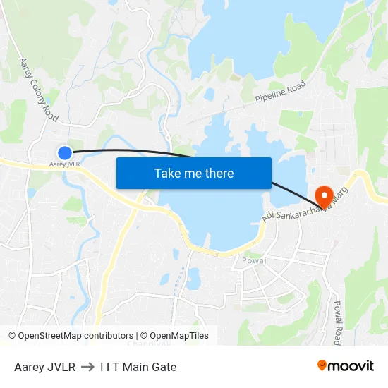 Aarey JVLR to I I T Main Gate map