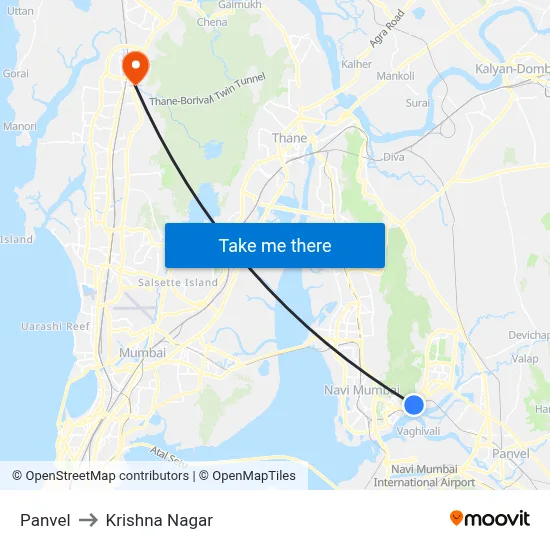 Panvel to Krishna Nagar map