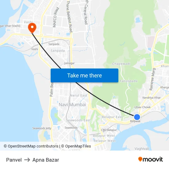 Panvel to Apna Bazar map