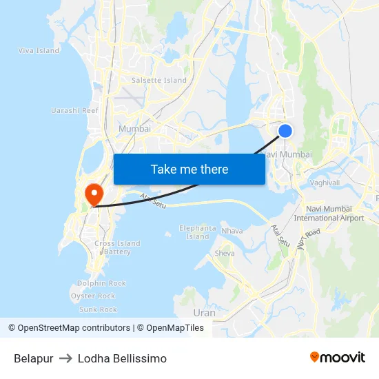 Belapur to Lodha Bellissimo map
