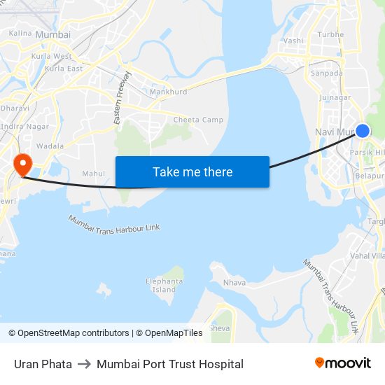 Uran Phata to Mumbai Port Trust Hospital map