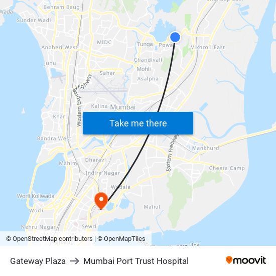 Gateway Plaza to Mumbai Port Trust Hospital map