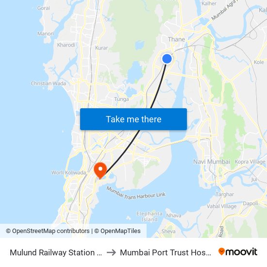 Mulund Railway Station (W) to Mumbai Port Trust Hospital map