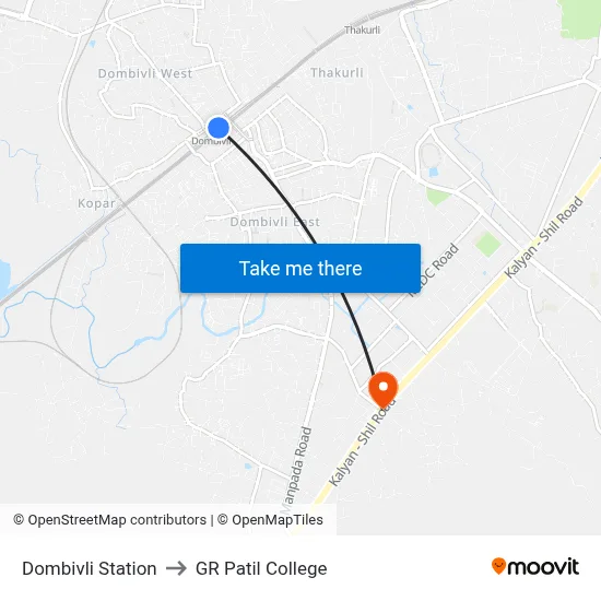 Dombivli Station to GR Patil College map