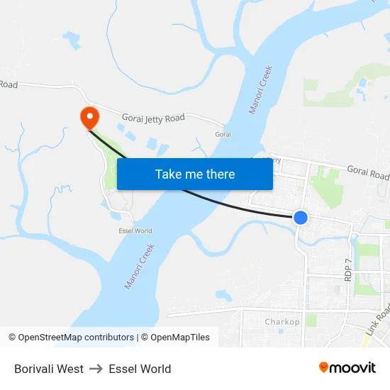 Borivali West to Essel World map