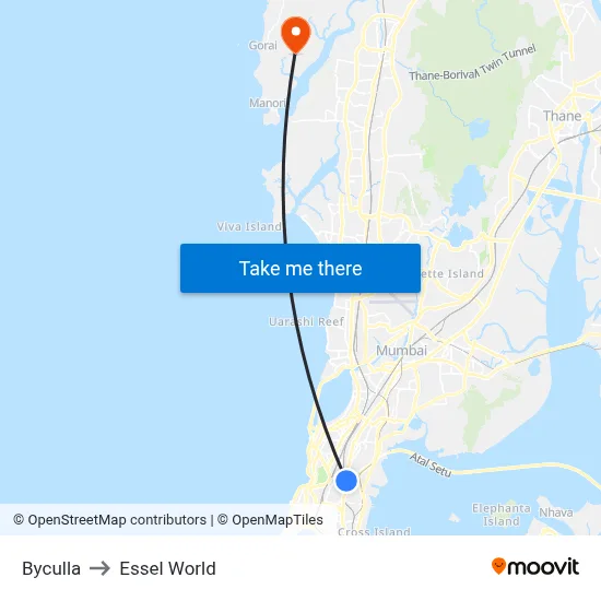 Byculla to Essel World map