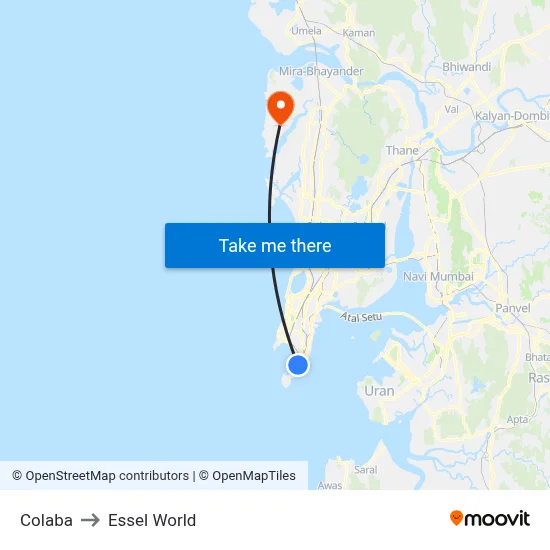 Colaba to Essel World map