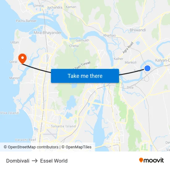 Dombivali to Essel World map