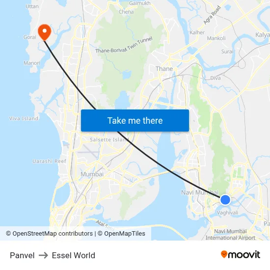 Panvel to Essel World map