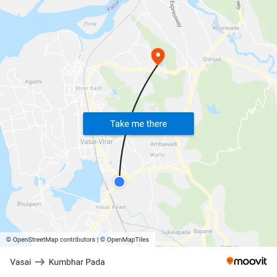 Vasai to Kumbhar Pada map