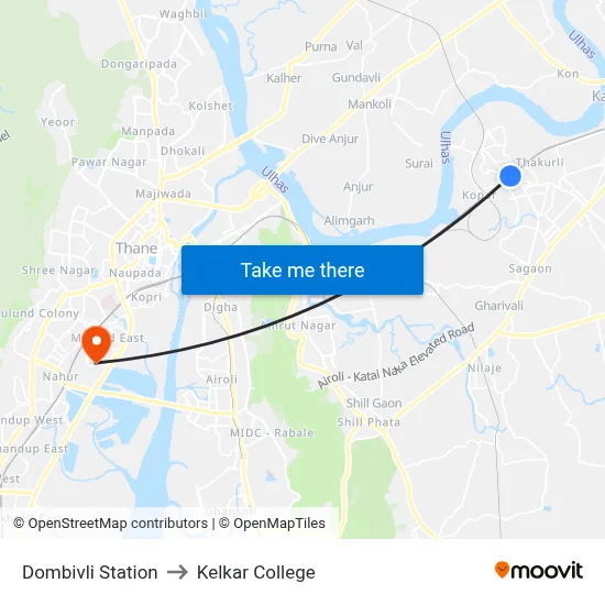 Dombivli Station to Kelkar College map