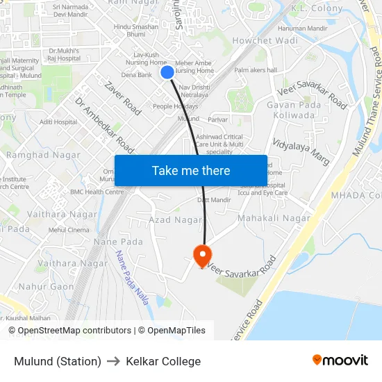 Mulund (Station) to Kelkar College map