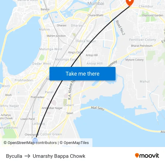 भायखला to उमरशी बाप्पा चौक map