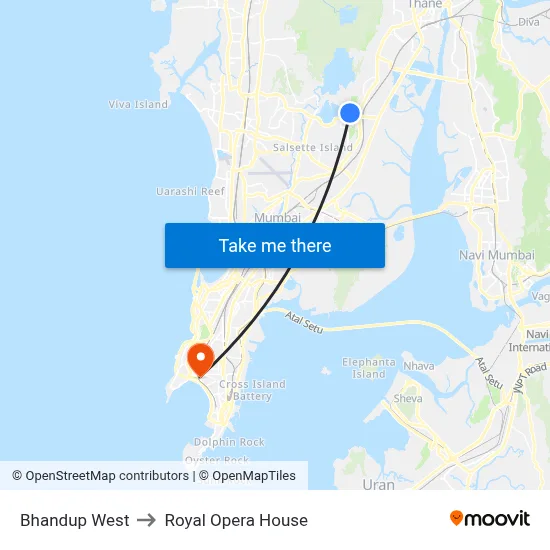 Bhandup West to Royal Opera House map
