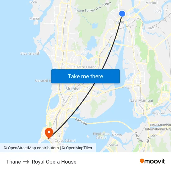 Thane to Royal Opera House map